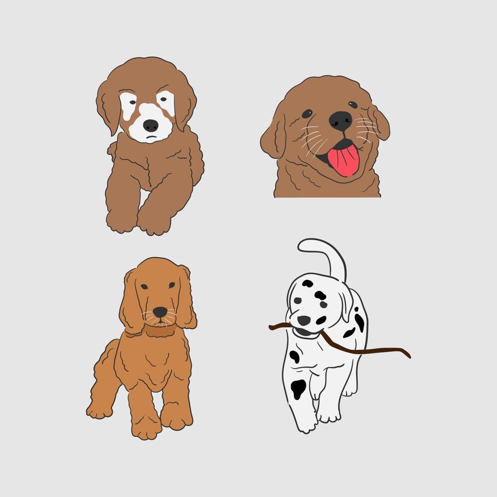 vector illustration of a set of dog animals