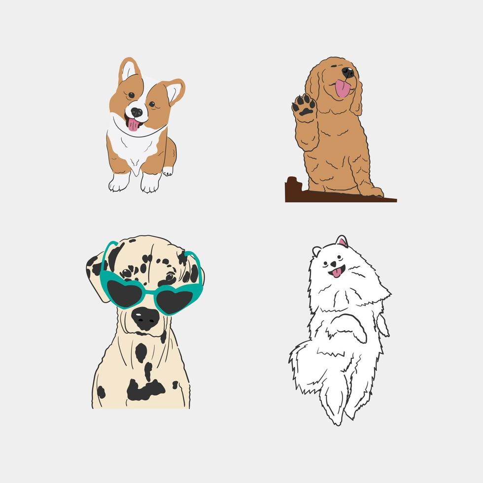 vector illustration of a set of dog animals