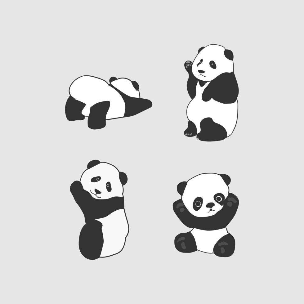 vector ilustración de un conjunto de panda animales