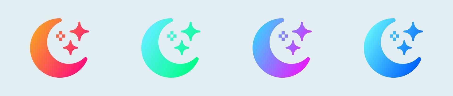 Moon solid icon in gradient colors. Crescent signs vector illustration.