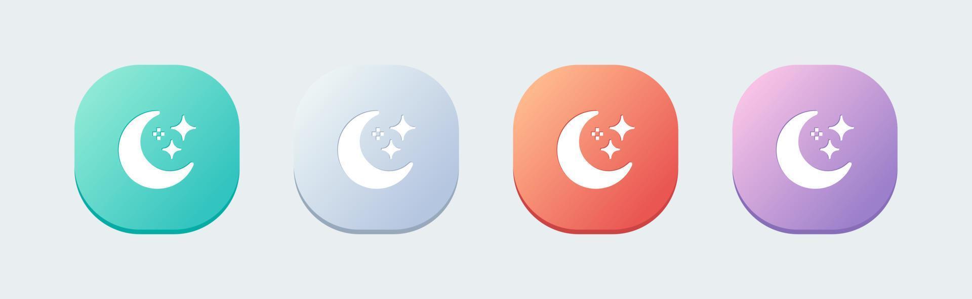 Moon solid icon in flat design style. Crescent signs vector illustration.