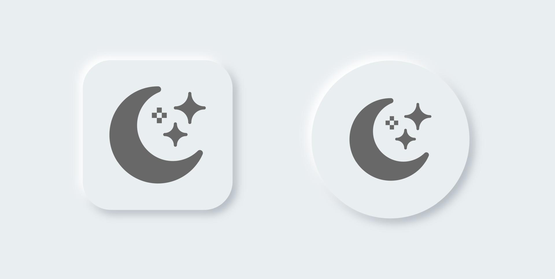 Moon solid icon in neomorphic design style. Crescent signs vector illustration.