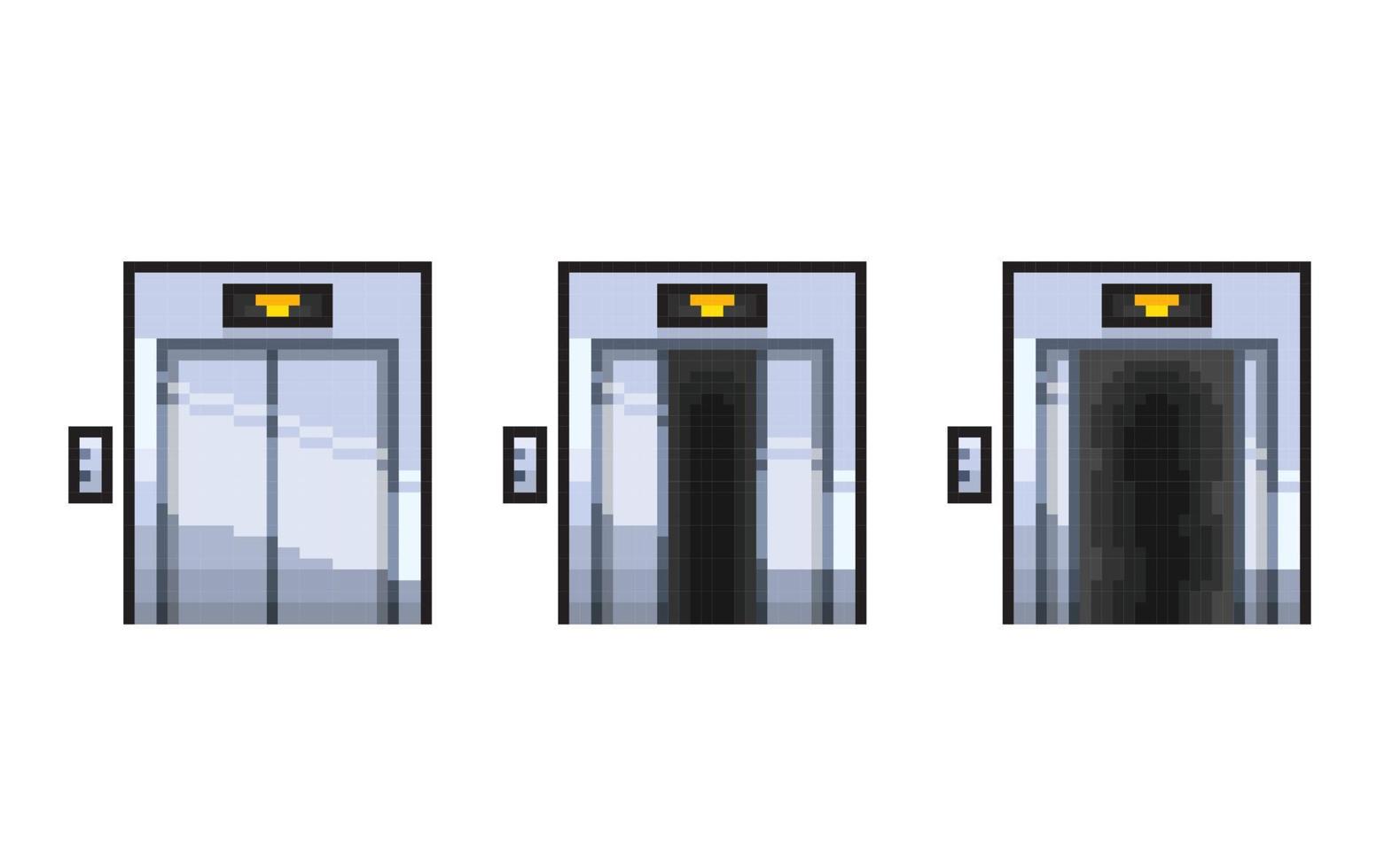 close and open lift door in pixel art style vector