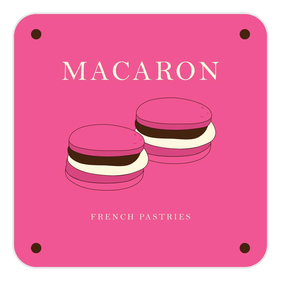 sencillo macaron hecho en casa, macaron tienda y panadería, Pastelería logo, insignias, etiquetas, íconos y señales. vector