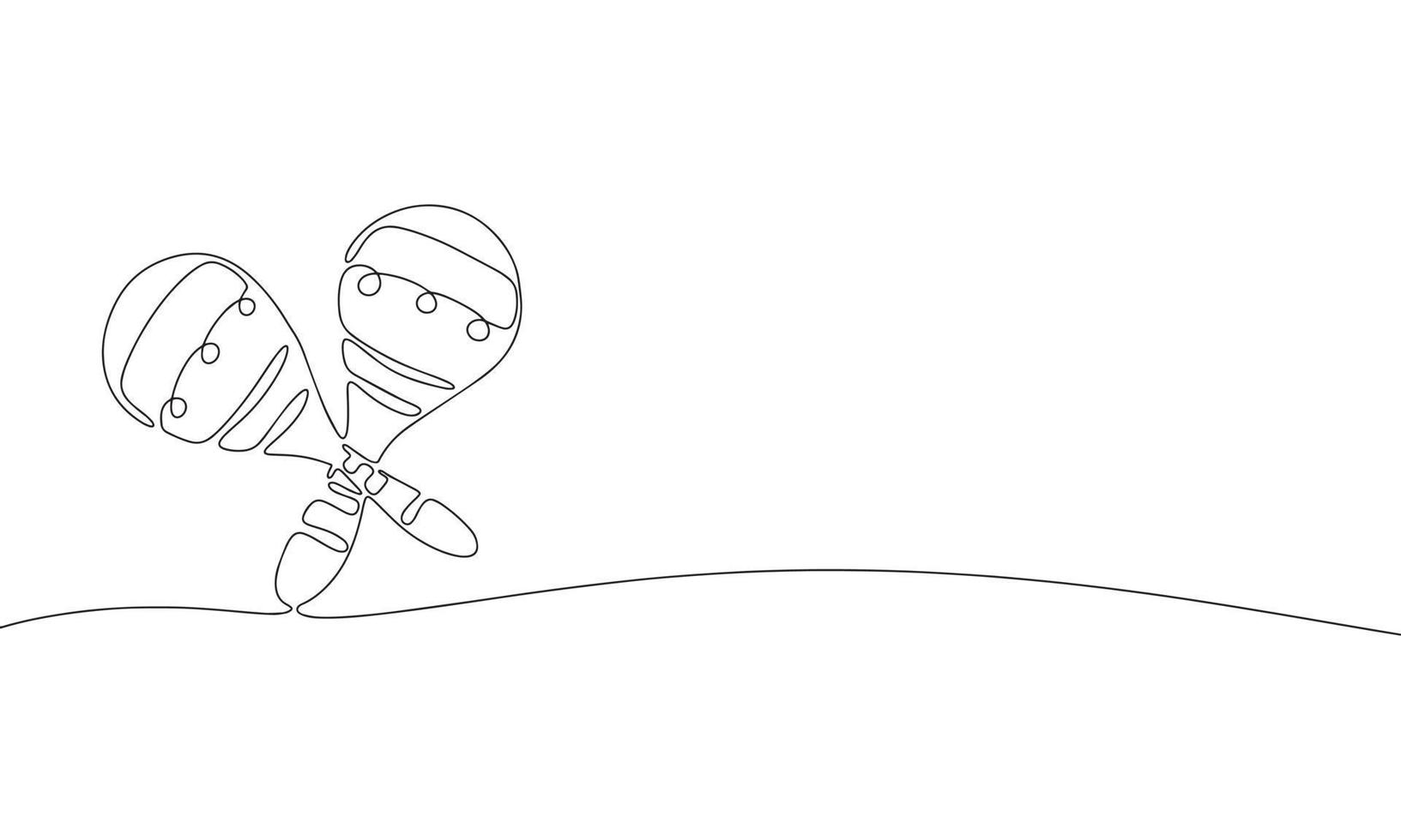 One continuous line of maracas. Simple element illustration. Line art vector illustration.