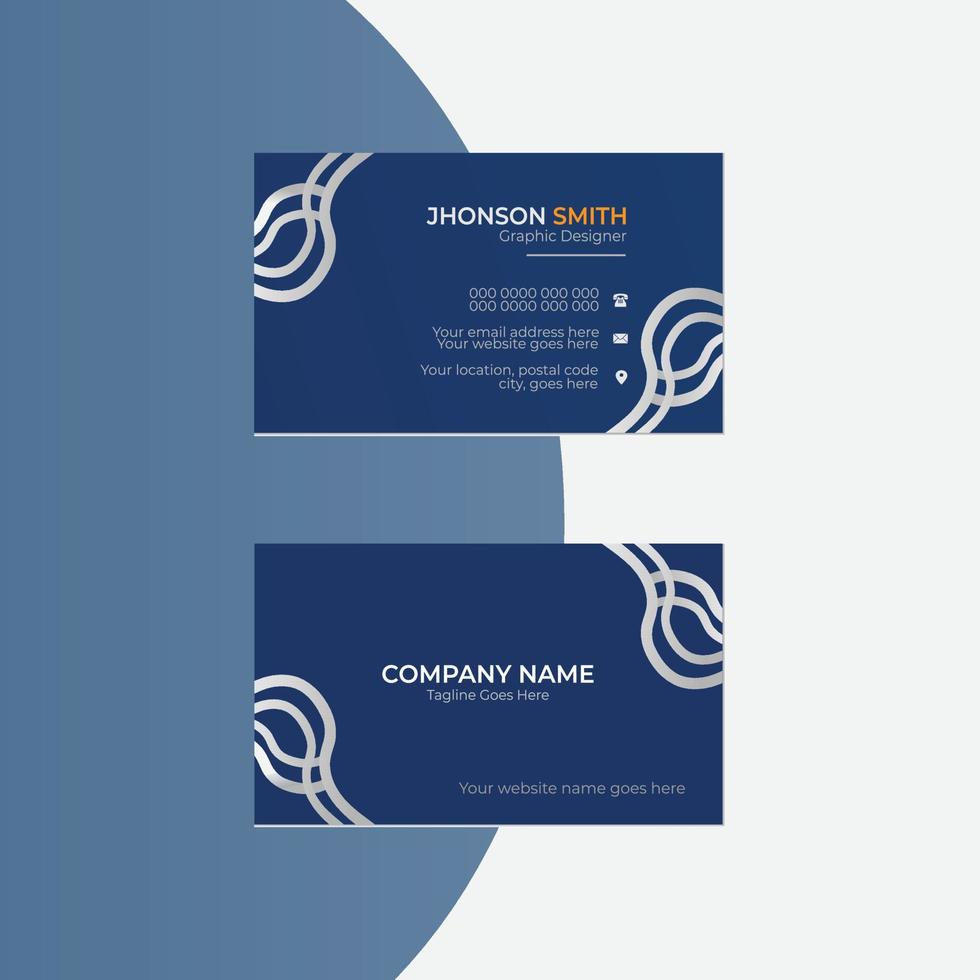 Clean vector business card template with white and blue colors