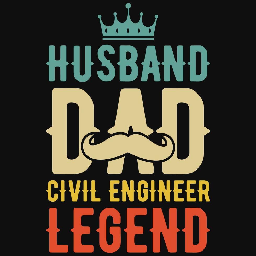 marido papá civil ingeniero leyendas tipográfico camiseta diseño vector