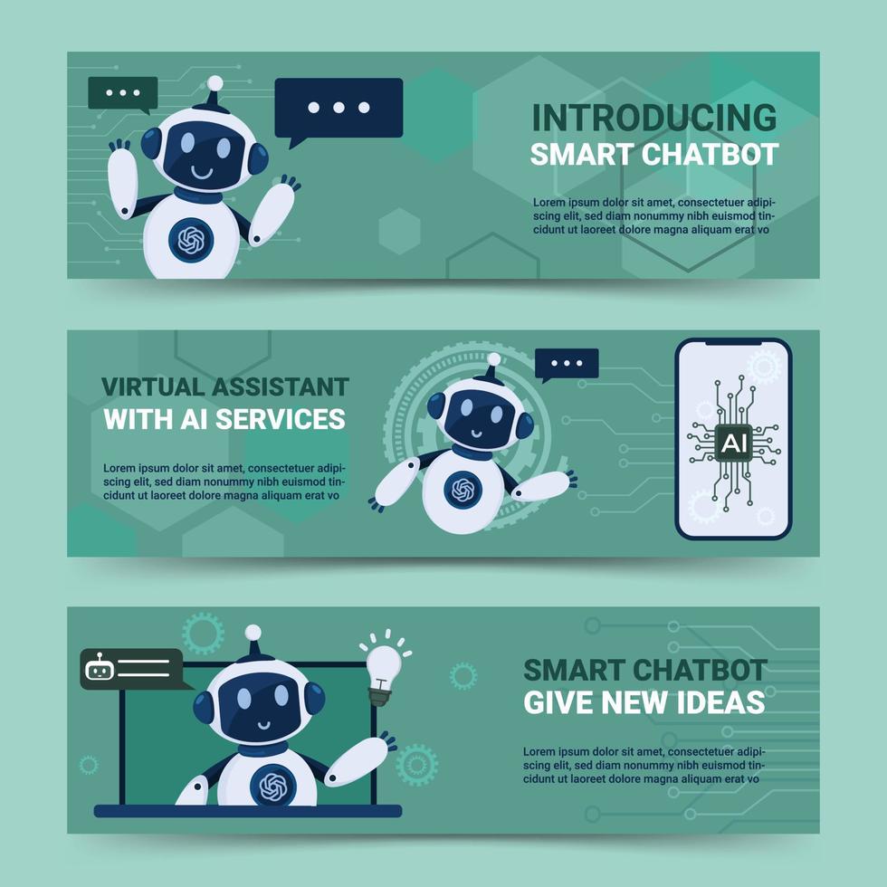 Smart Chatbot Horizontal Banner Collection vector