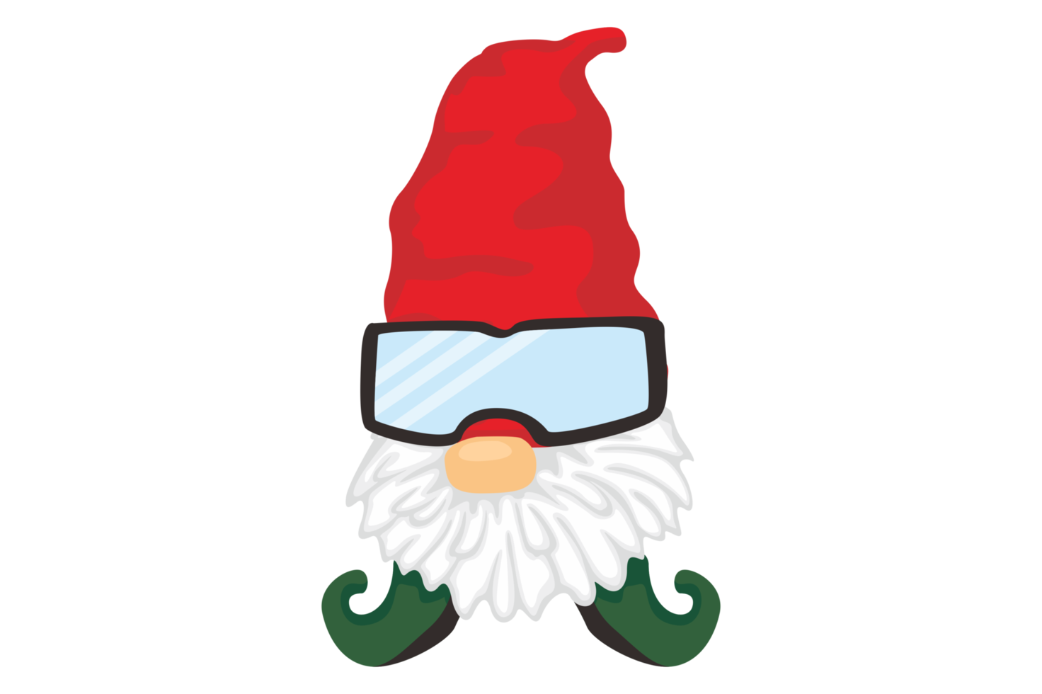 Adorable Christmas Gnome Using Ski goggles png