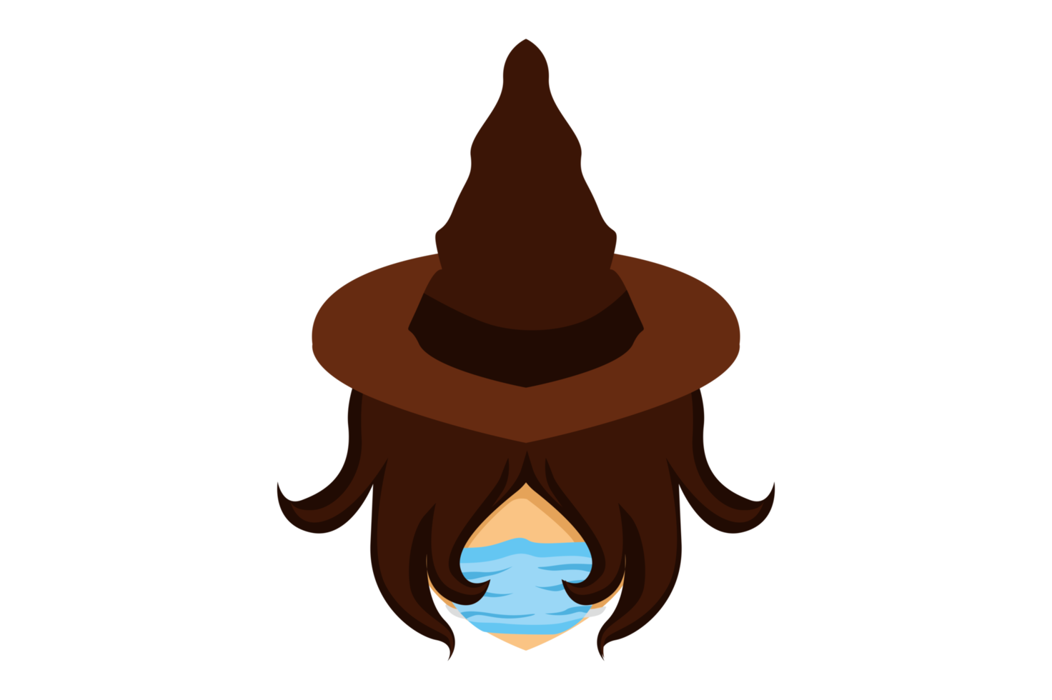 Halloween Witch Head Wearing Medical Mask png