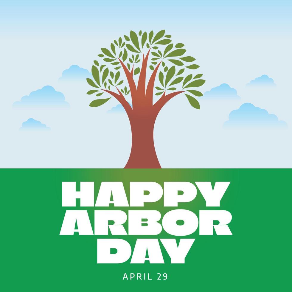 arbor day celebration vector illustration. happy arbor day design template. arbor day vector design with tree and globe.