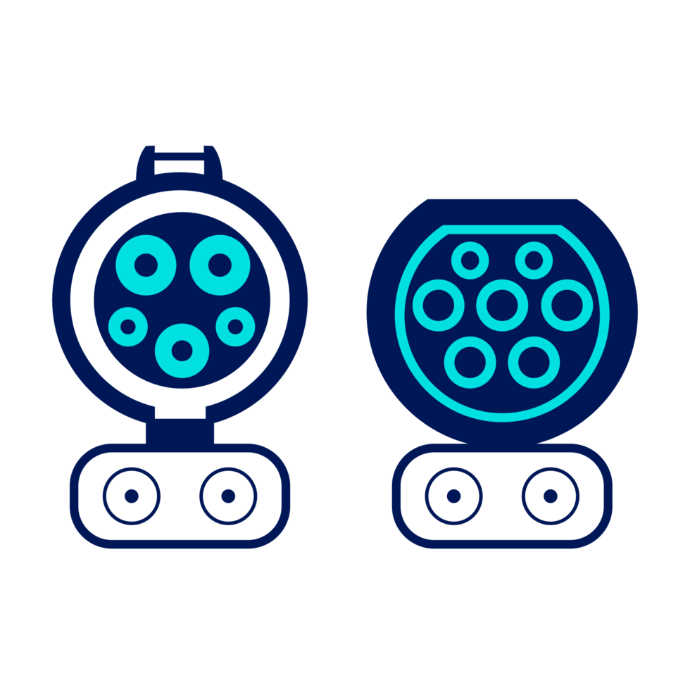 The different EV charging. Connector electric car. AC,DC png