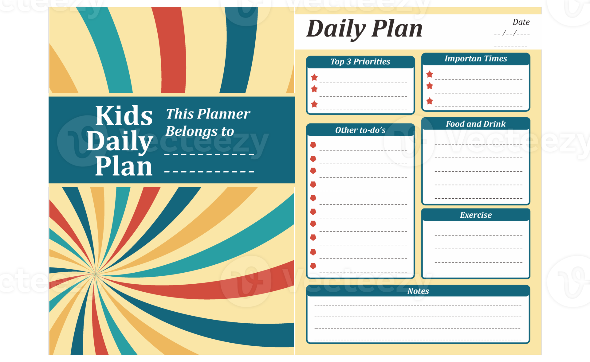 Kids Daily Plan Design With Retro Theme 22034273 PNG kids-daily-plan-design-with-retro-theme-22034273-png