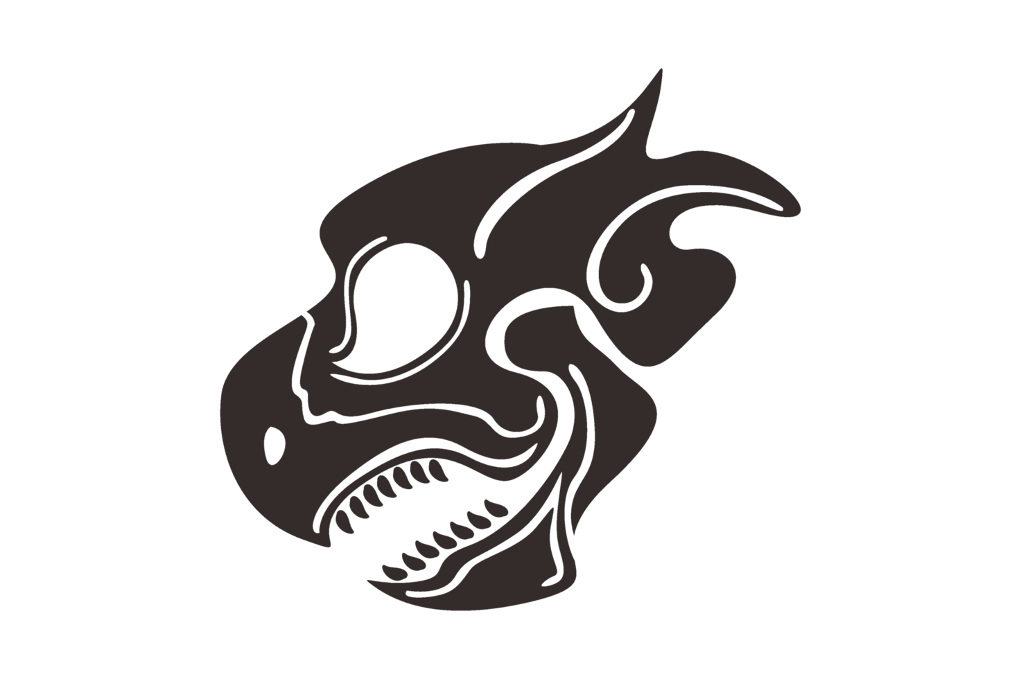 Black Dragon Head Skull Tattoo png