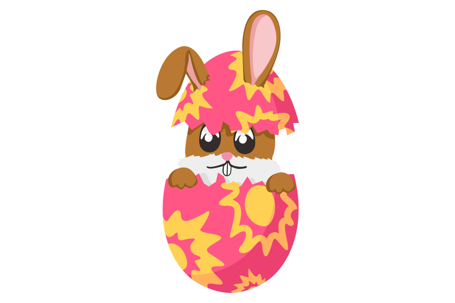 Easter Bunny - A Cute Bunny Inside a Cracked Egg with a Beautiful Pattern png