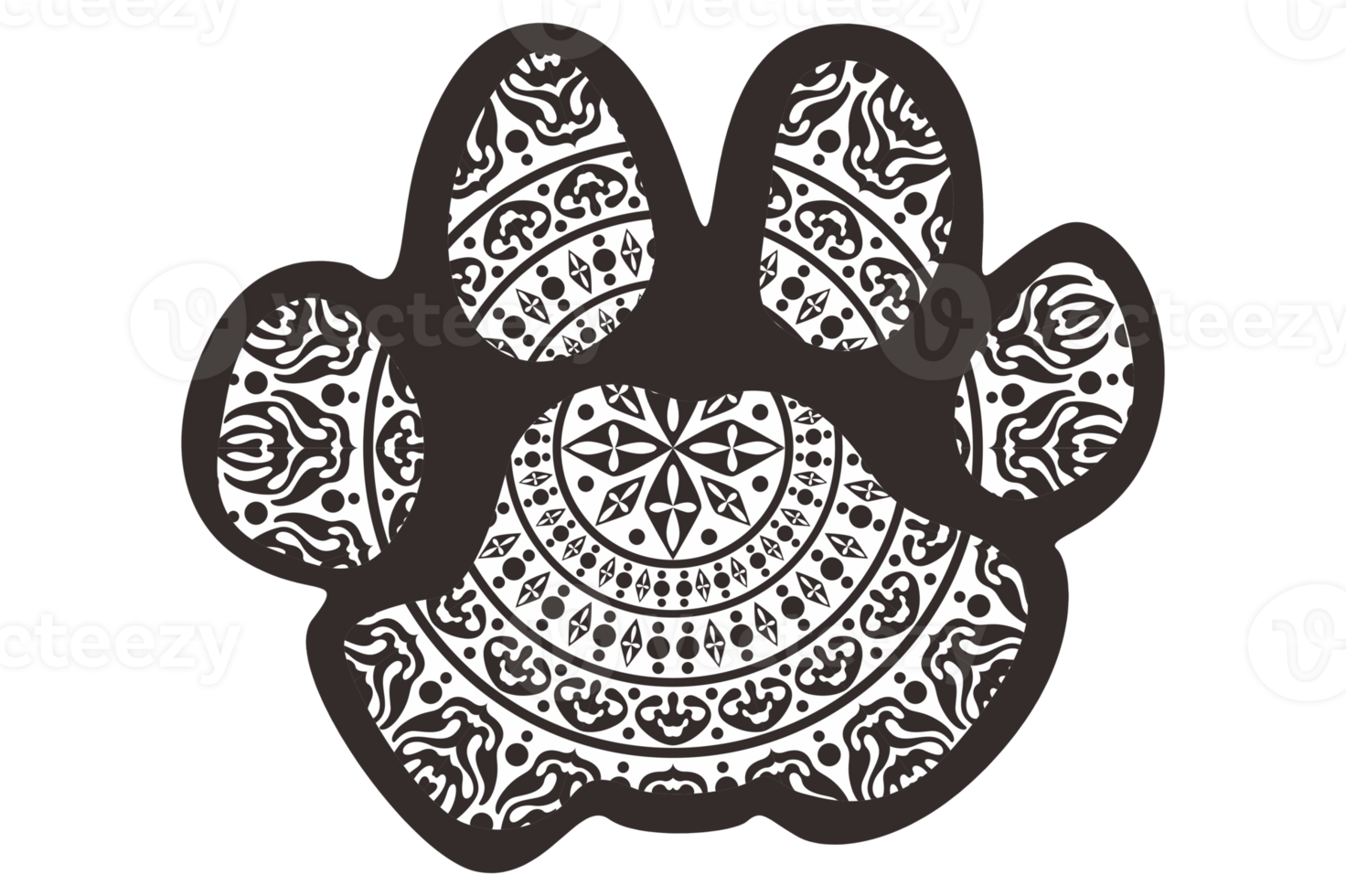 perro y gato pata mandala ornamento diseño png