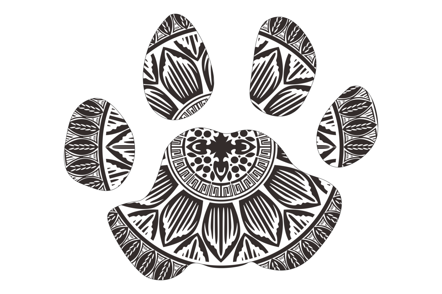 Hund und Katze Pfote Mandala Ornament Design png