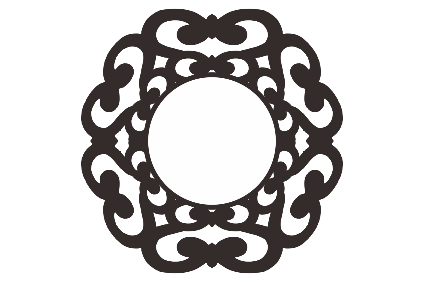 Black Mandala Ornament Border Design png