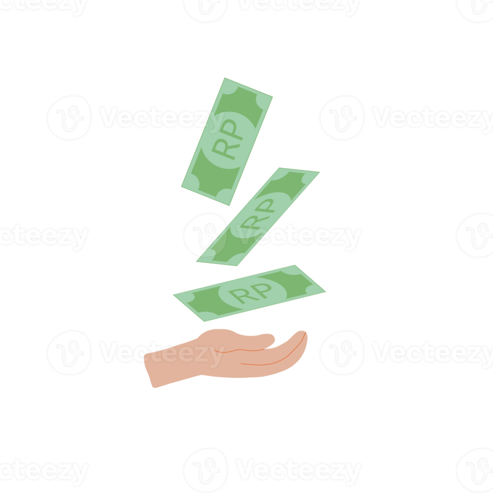 Rupiah flying to hand png