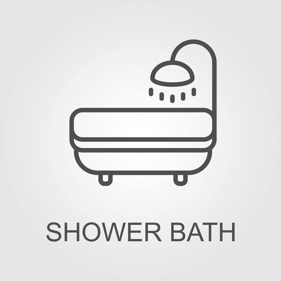bañera con ducha línea icono. vector