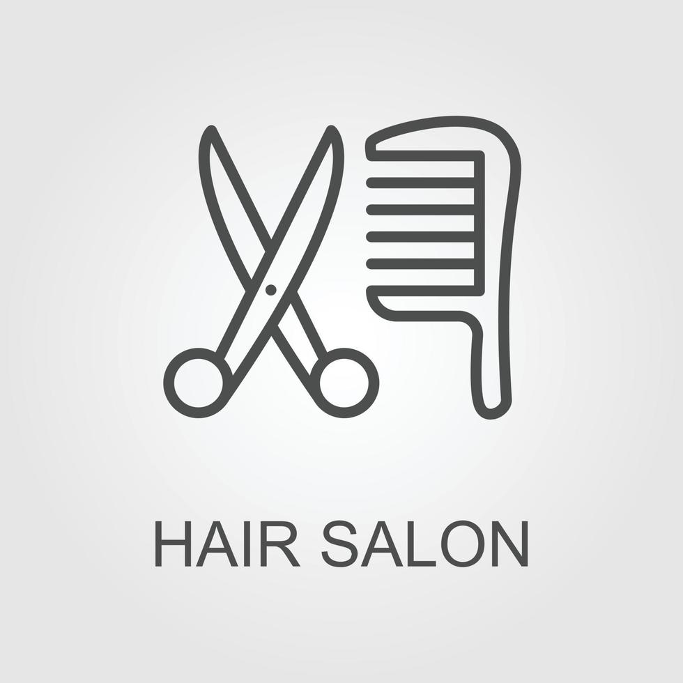 hair salon with scissors and comb - icon vector