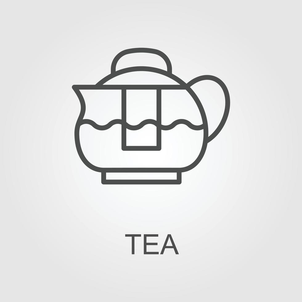 Hot tea cup flat line colored icon. vector