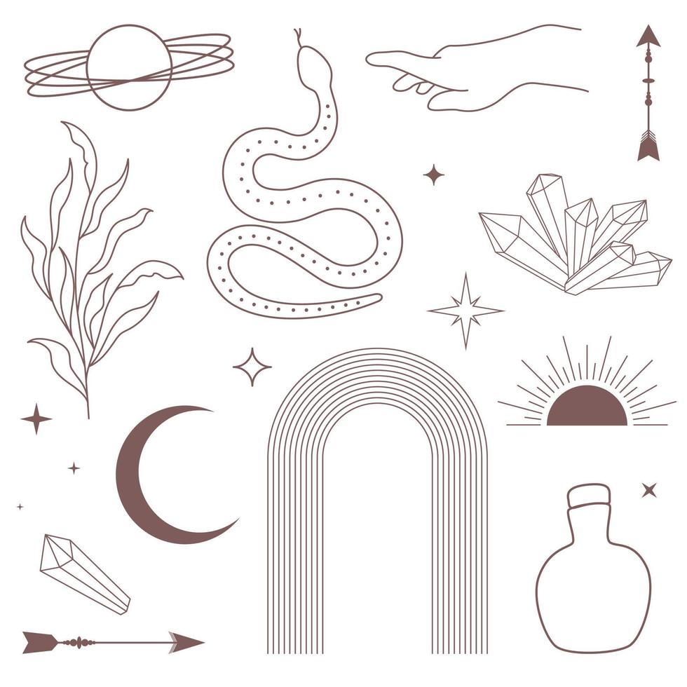 boho elements set vector