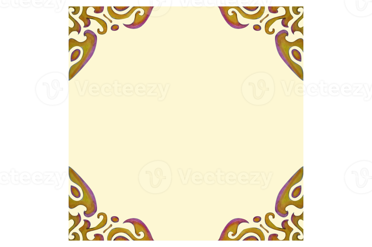 Square Background With Swirl Ornament Design png