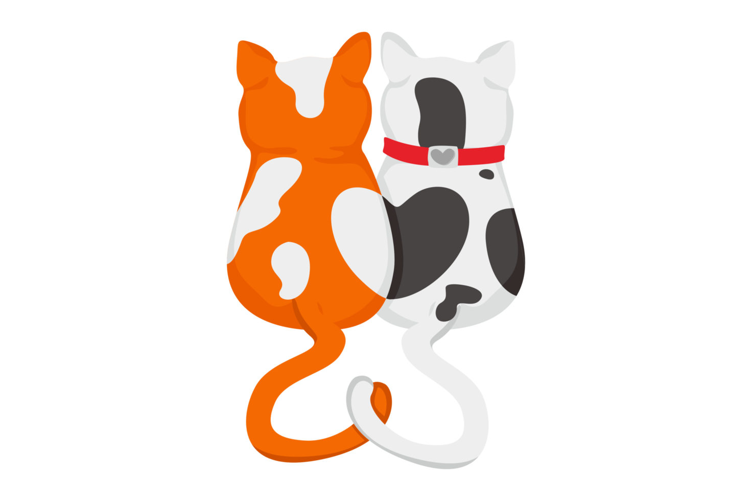 Cat Love Couple with Tails Forming Love png