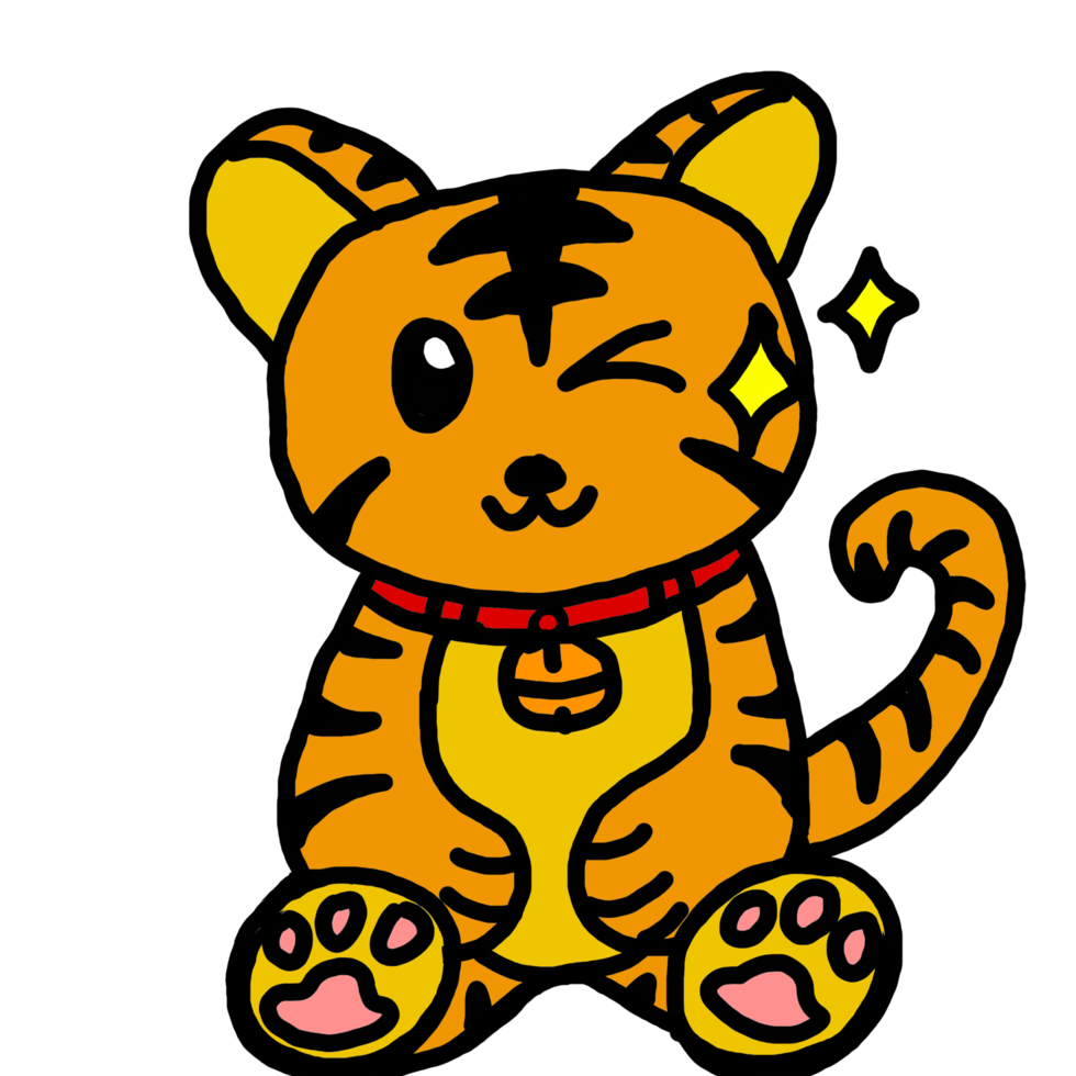 Adorable Tiger Activities - Sitting and wink one eye png