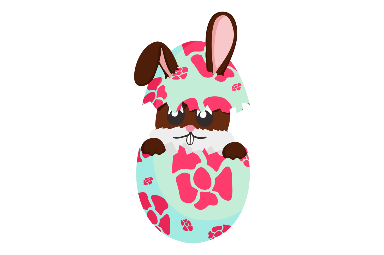 Easter Bunny - A Cute Bunny Inside a Cracked Egg with a Beautiful Pattern png
