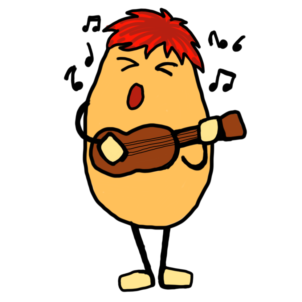 Potato Cartoon Characters With Various Professions - Singer png