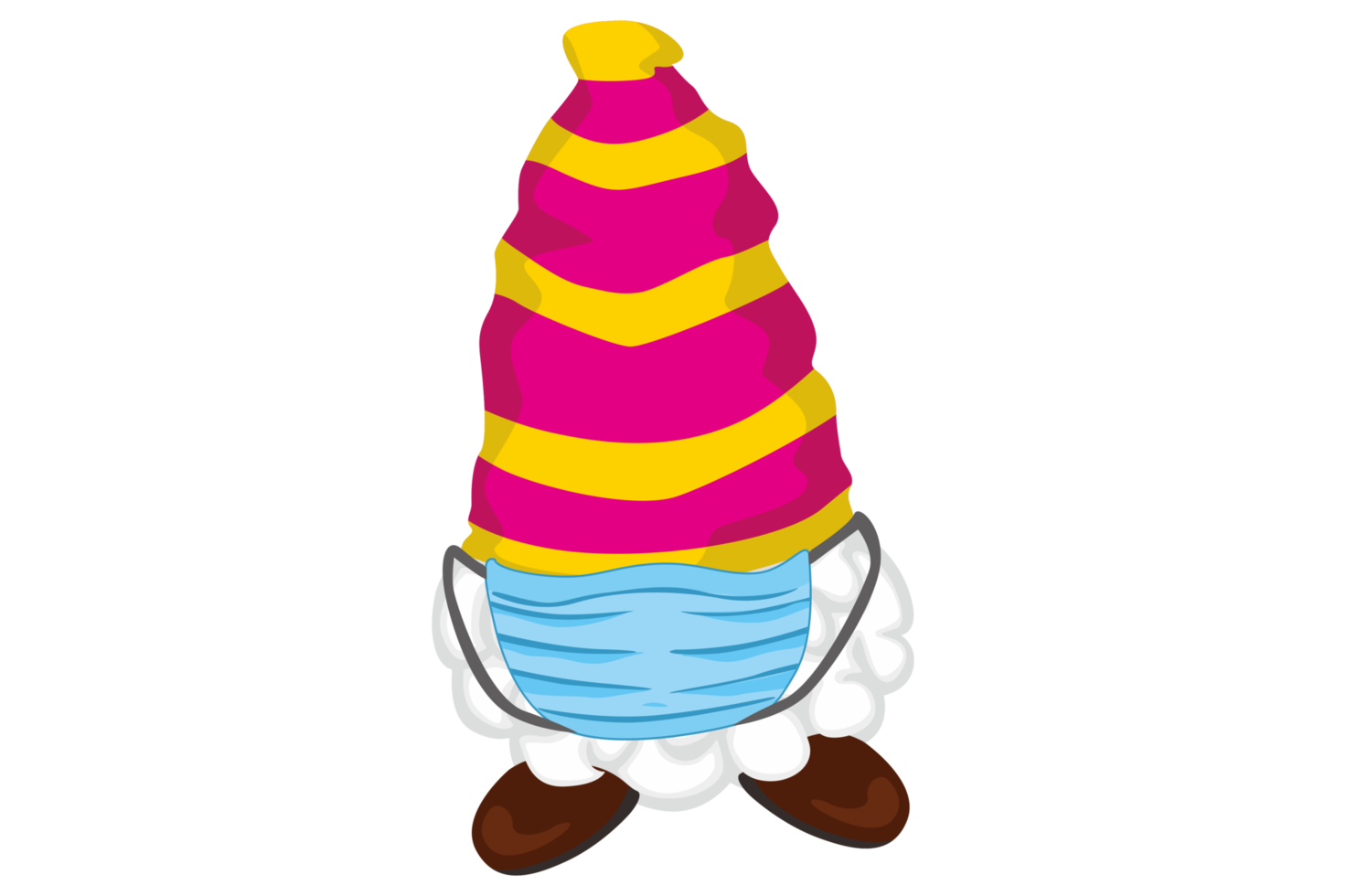 Strip Yellow And Pink Gnome Wearing Medical Mask png