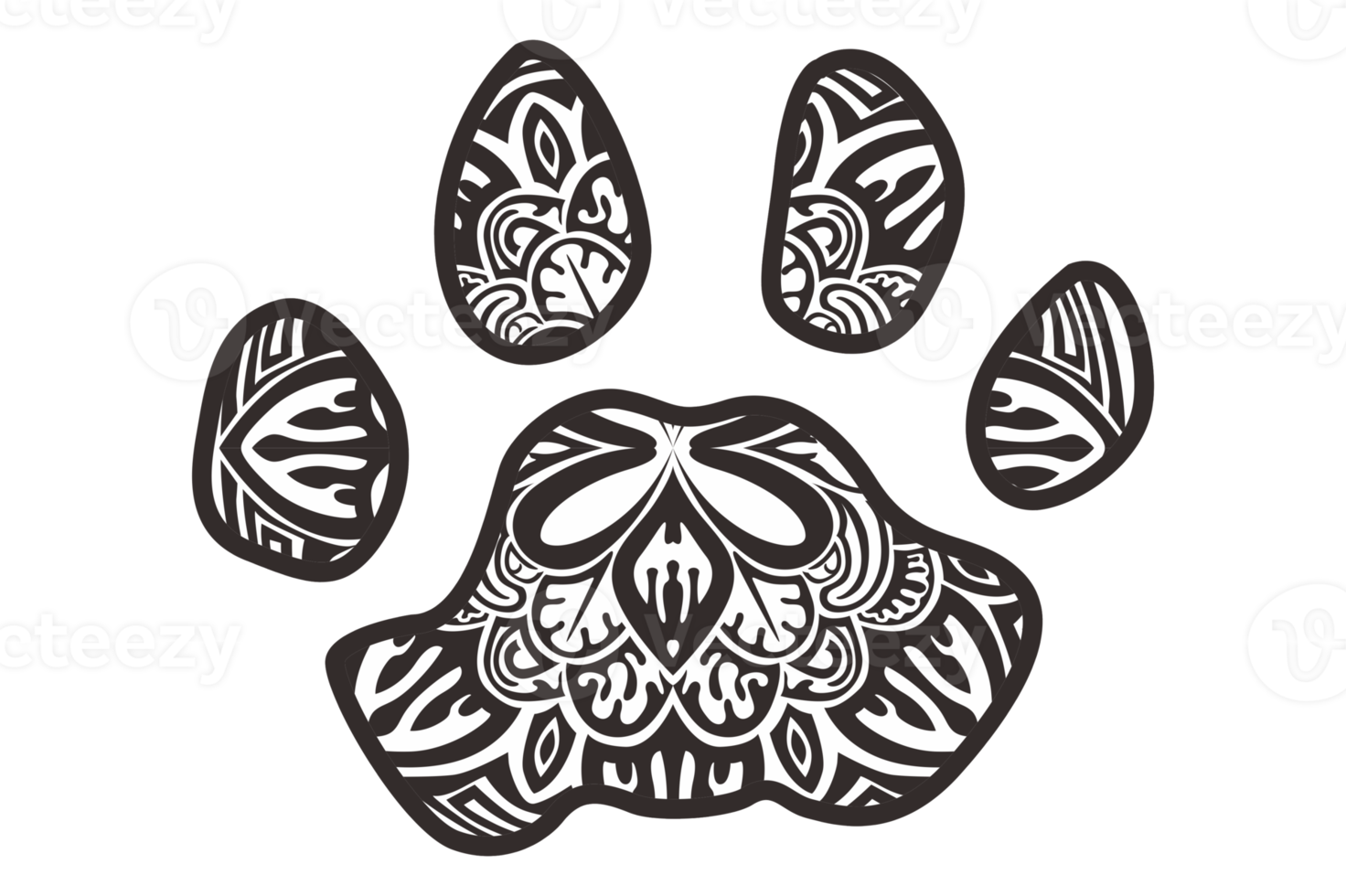 Dog and Cat Paw Mandala Ornament Design png