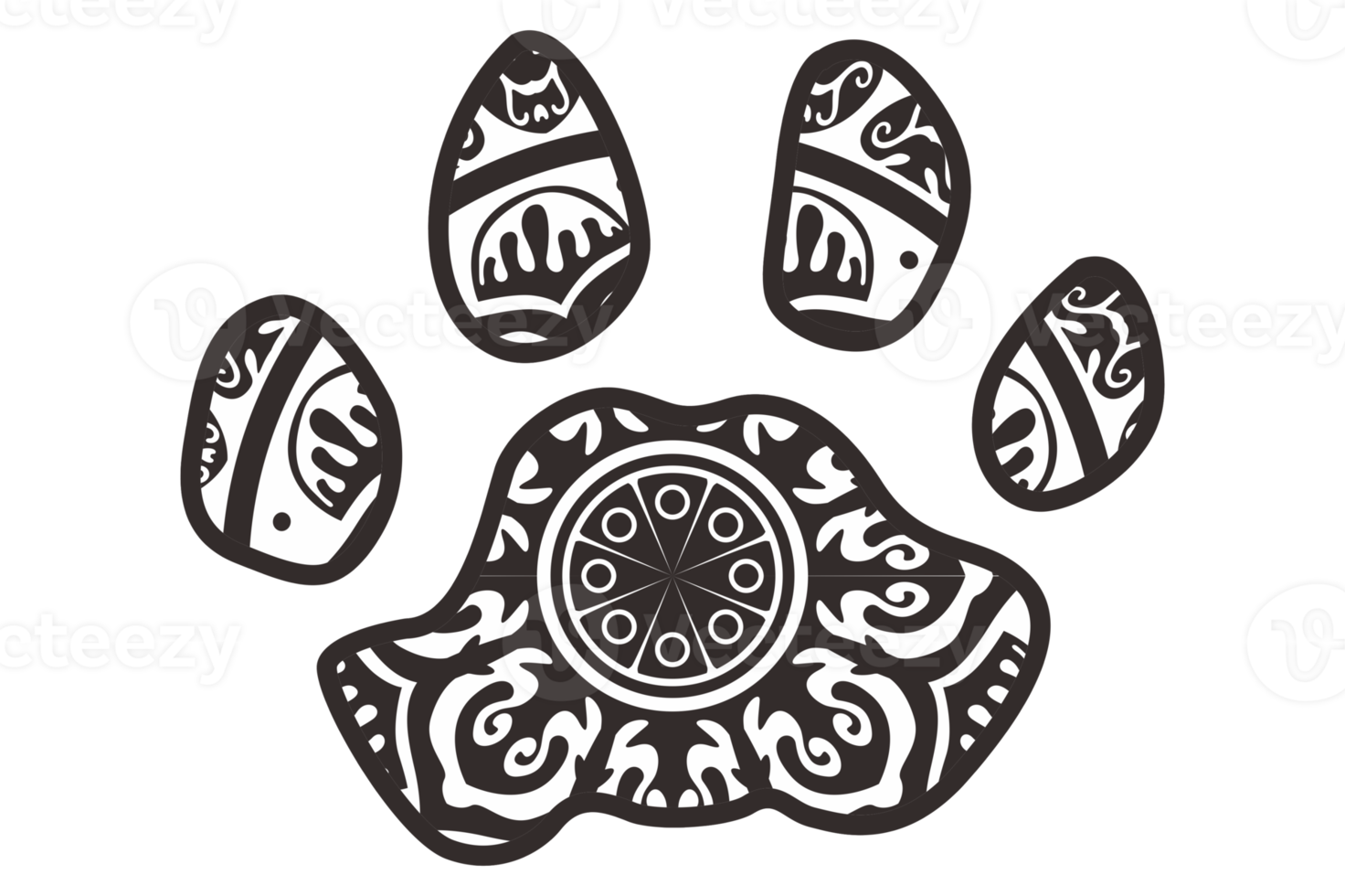 Hund und Katze Pfote Mandala Ornament Design png