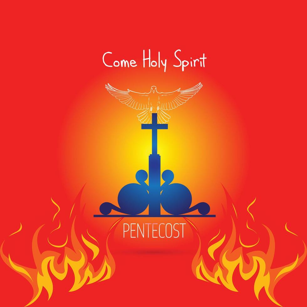 Pentecost Sunday, Come holy sprit, logo banner vector illustration