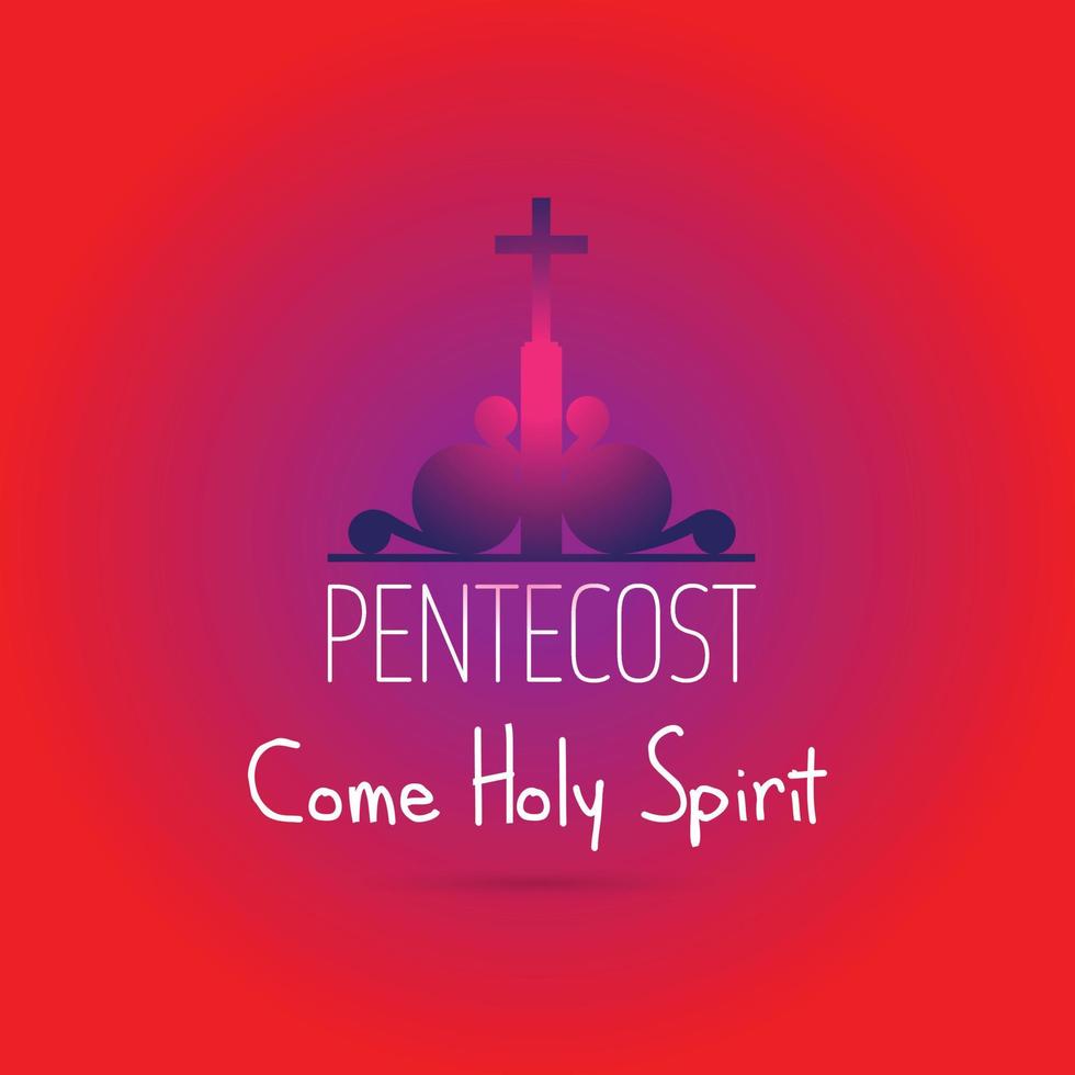 Pentecostés domingo, ven santo espíritu, tipografía vector