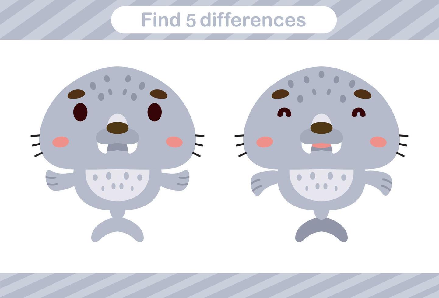 Find five differences of animal Education game for kids vector