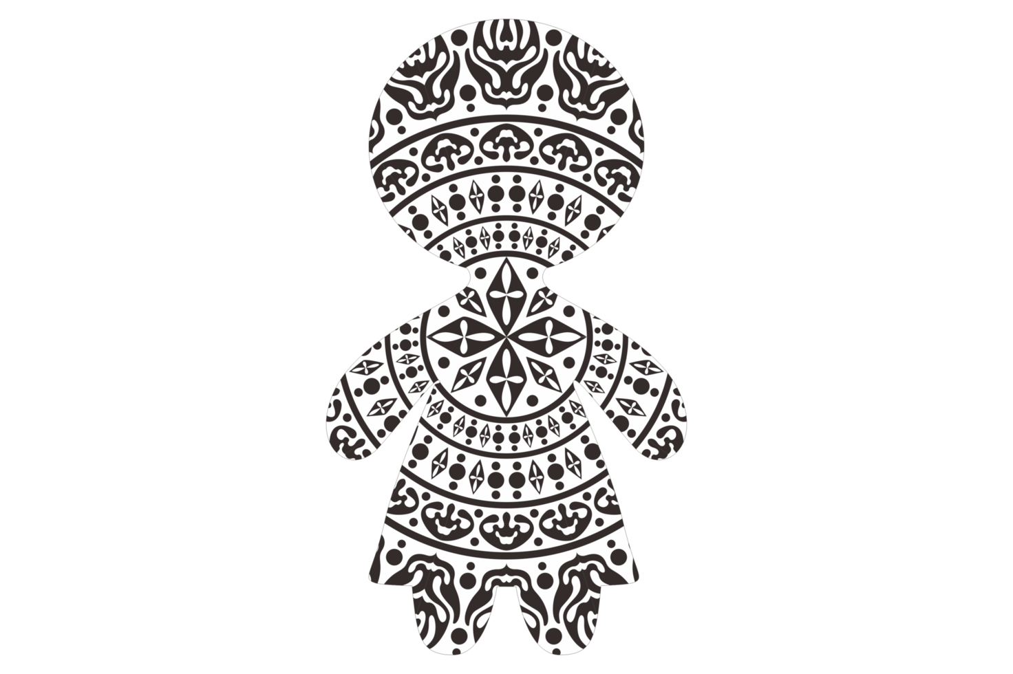 Mandala Ornament Design with Gingerbread Shapes png