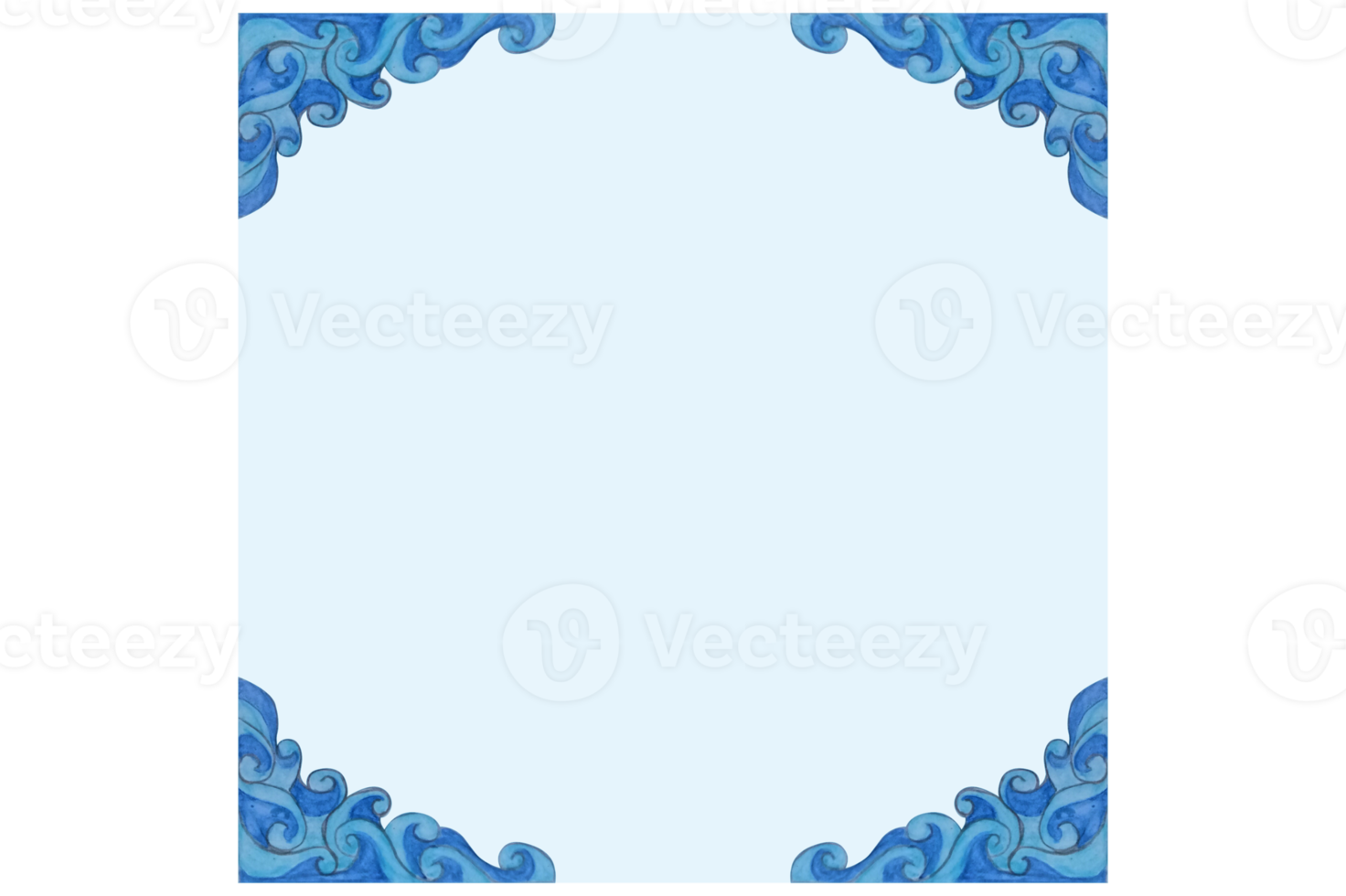 Square Background With Blue Water Wave Ornament Design png