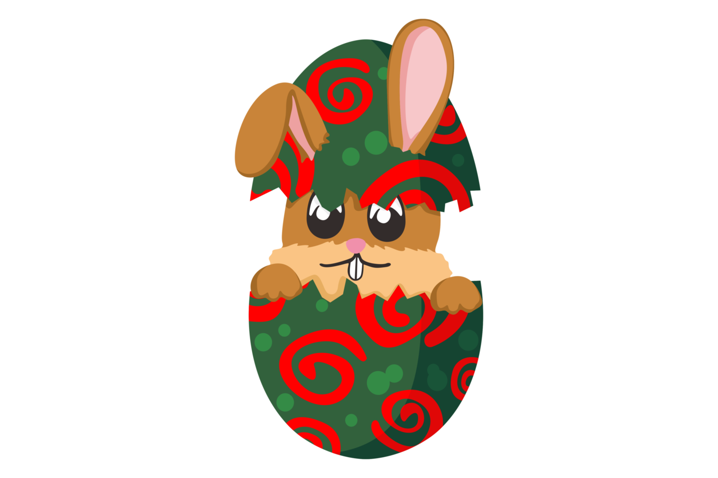 Easter Bunny - A Cute Bunny Inside a Cracked Egg with a Beautiful Pattern png