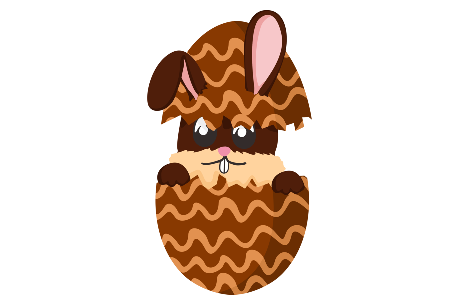 Easter Bunny - A Cute Bunny Inside a Cracked Egg with a Beautiful Pattern png