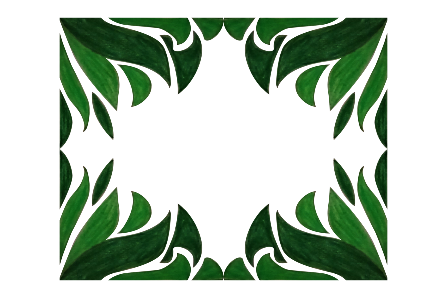 Green Leaf Flora Ornament Border Design png