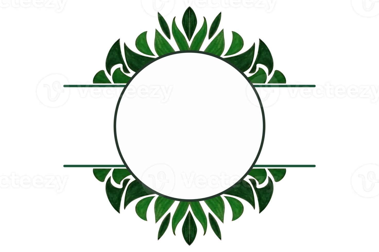 Green Leaf Flora Ornament Border Design png