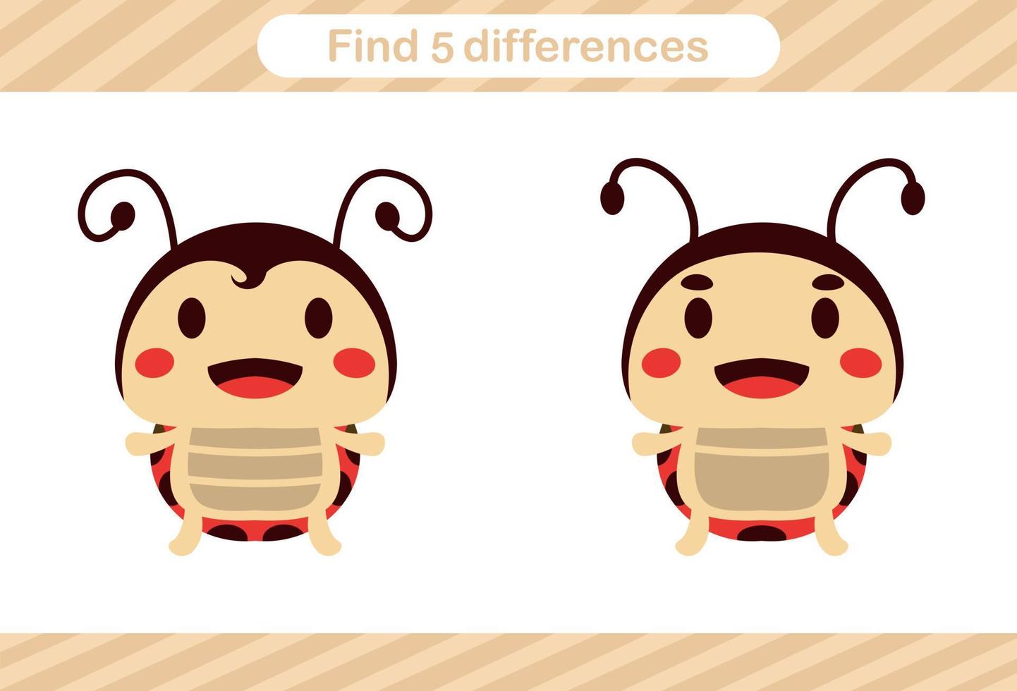 Find five differences of animal Education game for kids vector