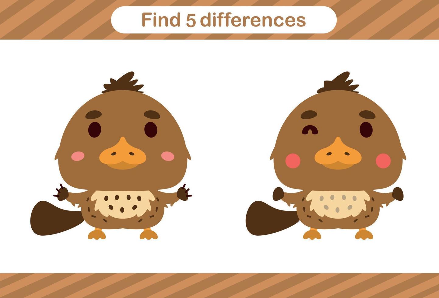 Find five differences of animal Education game for kids vector