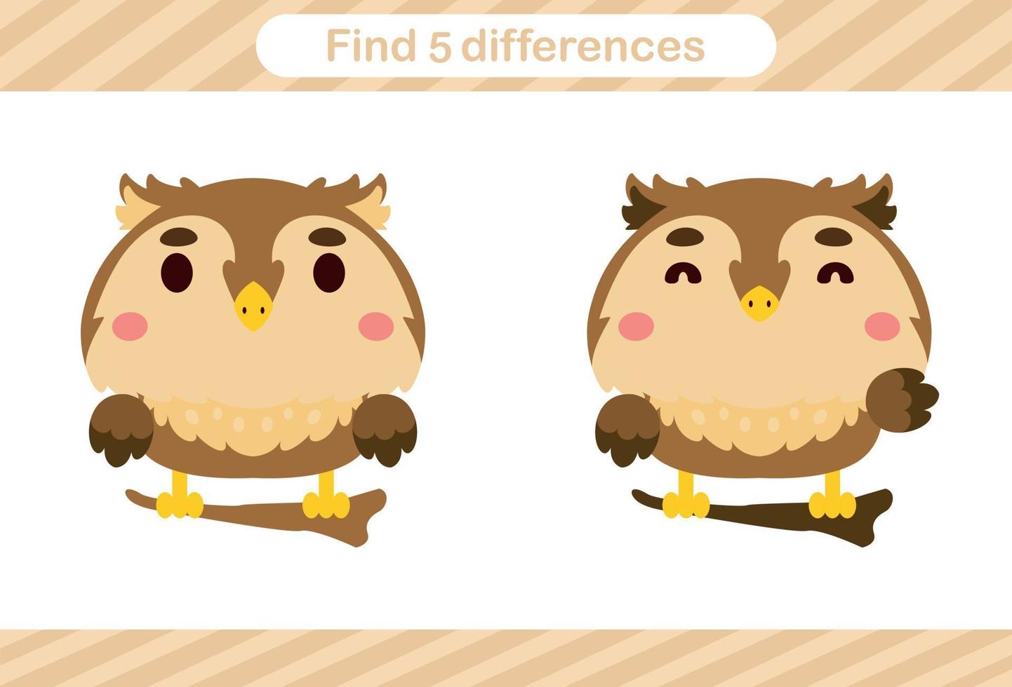 encontrar cinco diferencias de animal educación juego para niños vector