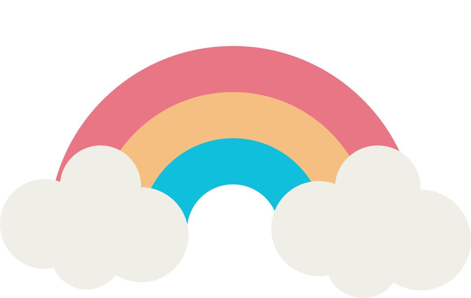 rainbow with clouds cartoon style vector