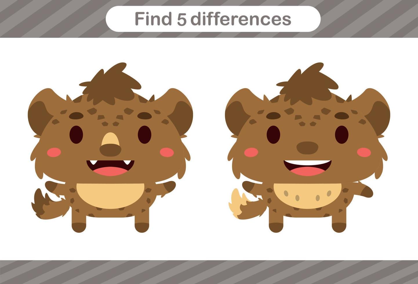 Find five differences of animal Education game for kids vector