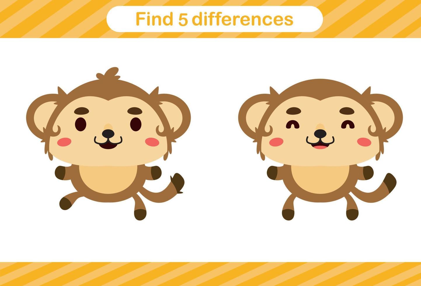Find five differences of animal Education game for kids vector